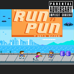 Cover image for the lo-fi and electro album 8-bit Run 'n Pun by the chiptune artist Ozzed